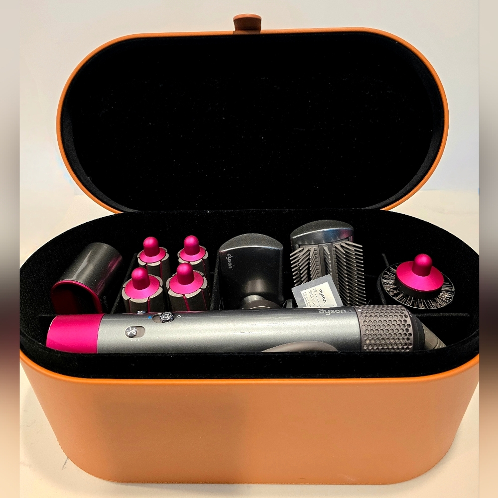 Dyson Silver and Pink Hair Air Wrap With Leather Case